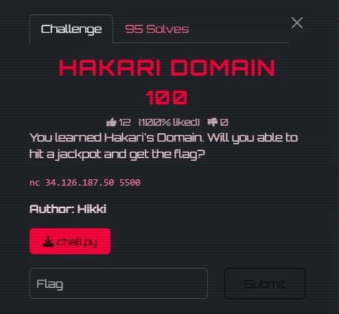 Hakari Domain challenge prompt PDF evidence